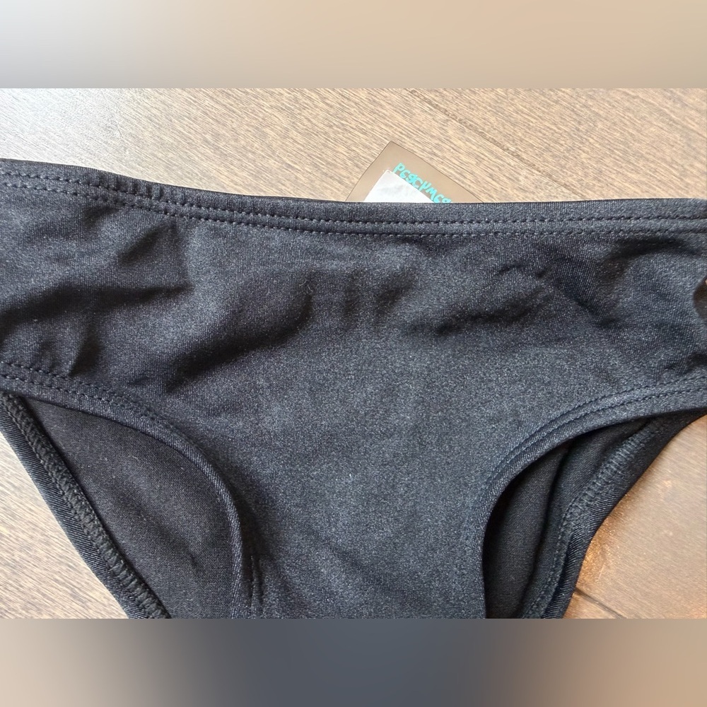DESIGNER- Black & Gold Ruffle Triangle Bikini Set - Picture 10 of 11